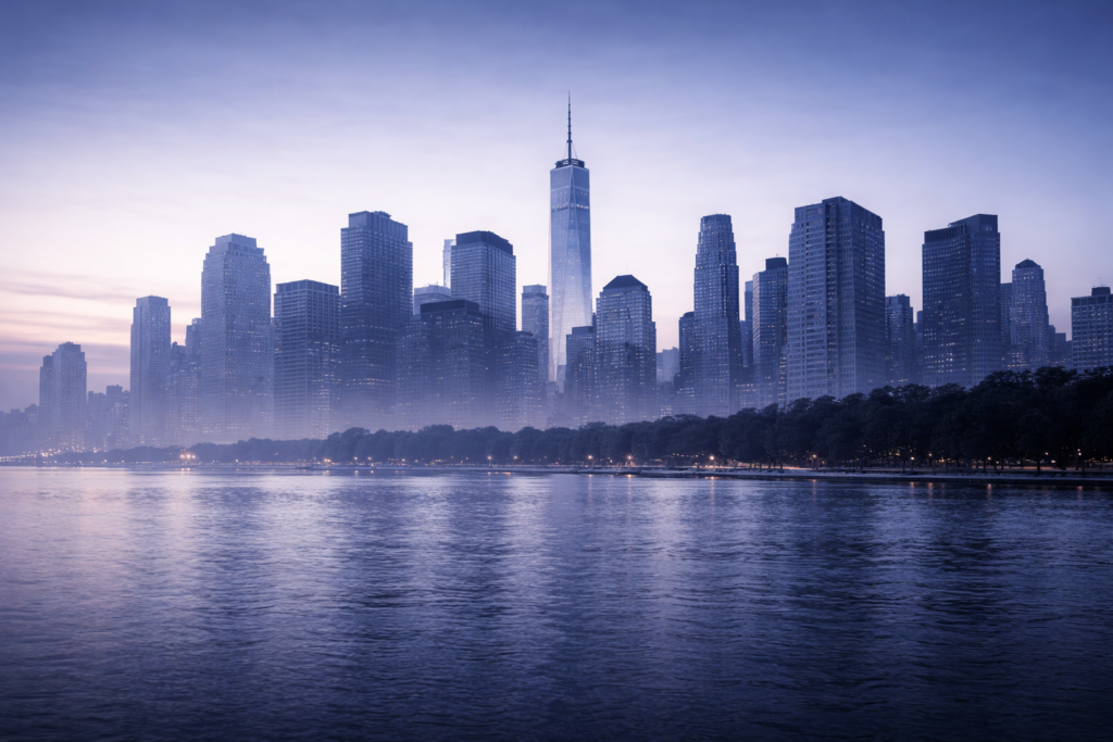 Skyline over waterfront